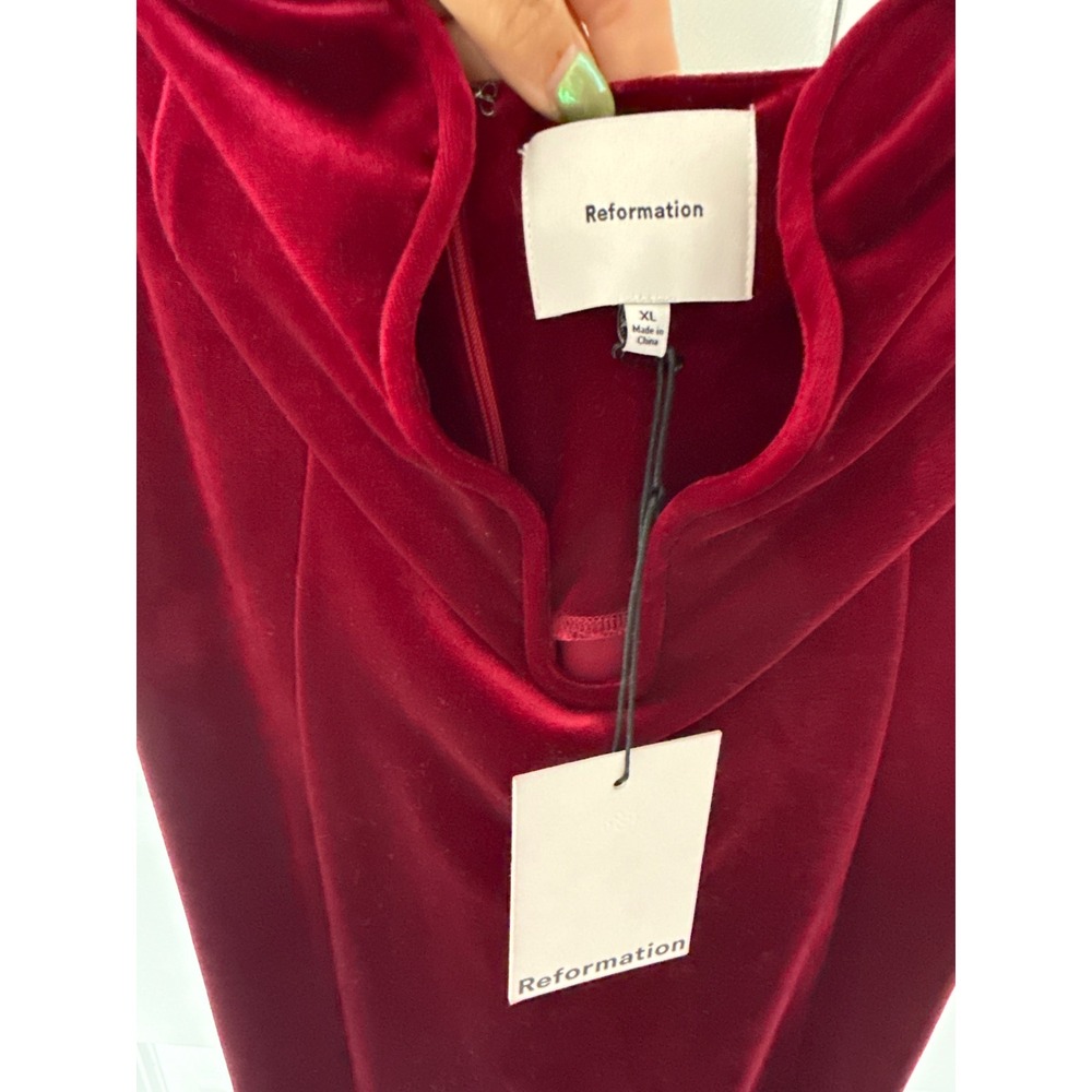 Reformation Katya Velvet Maxi Dress Burgundy Merlot Red XL New With Tags - Picture 4 of 6